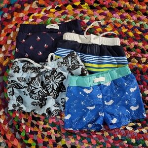 Kids' Patterned Swim Shorts Set - Blue, Black, Green